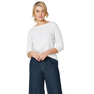 ellos Plus Size Boatneck Tee With Three-Quarter Sleeves - 1 of 4
