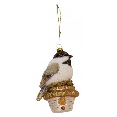 Mark Roberts Products 4.25" Nesting Sparrow Bird Christmas Ornament - Black/White