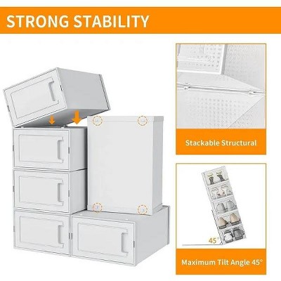 Racxily 15 Pack Clear Plastic Stackable Storage Shoe Box,  Foldable Shoe Box Storage Sneaker Containers Storage Bins Shoe Storage Organizer