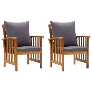 vidaXL Patio Chairs, 2 Pcs, Patio Dining Chair with Armrest, Wood Slat Back Outdoor Dining Chair for Garden Lawn - 1 of 4