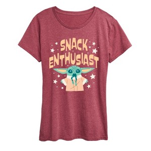 Women's - Star Wars - The Mandalorian Snack Enthusiast Grogu Short Sleeve Graphic T-Shirt - 1 of 4