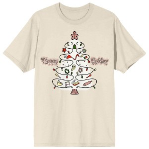 Christmas Shapes Happy Baking Crew Neck Short Sleeve Women's Natural T-shirt - 1 of 3
