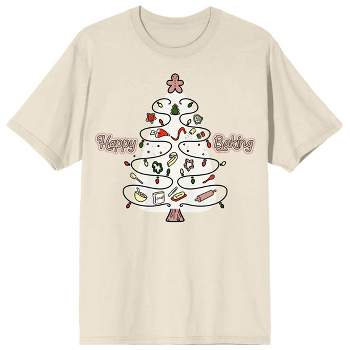 Christmas Shapes Happy Baking Crew Neck Short Sleeve Women's Natural T-shirt
