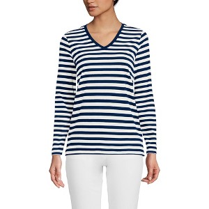 Lands' End Women's Relaxed Supima Cotton Long Sleeve V-Neck T-Shirt - 1 of 3
