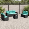 vidaXL 8 Piece Patio Sofa Set with Cushions Black Poly Rattan - 2 of 4
