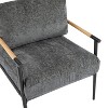 PAGED Modern Accent Chair, Arm Chair with Metal Frame and Wooden Armrest, Comfy Reading Chair for Bedroom, Living Room Furniture - 4 of 4