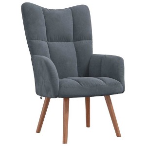 vidaXL Dark Gray Velvet Relaxing Accent Chair - Modern Design with Wood Legs - Gray - 1 of 4