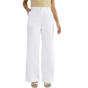 Jessica London Women's Plus Size Stretch Cotton Chino Wide-Leg Trouser - 1 of 4