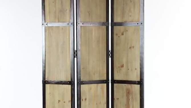 Farmhouse Carved Wood Panel Room Divider Screen Brown - Olivia &#38; May, 2 of 8, play video
