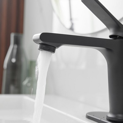 Matte Black Single-Handle Bathroom Faucet with Nickel Finish