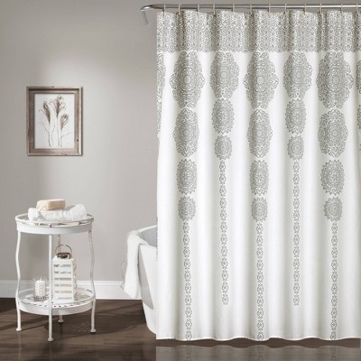 Stripe Medallion Shower Curtain Gray - Lush Décor