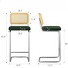 FONTOI Counter and Bar Stools, 2PCS Velvet Counter Height Chairs with Rattan Back, 30 inch Stools Armless Bar Chairs, Green, 17.7"*8.9"*42.5" - 2 of 4