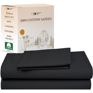 Soft 100% Cotton Sheets Set - Cooling Durable Sateen, Deep Pocket - by California Design Den - 1 of 4
