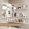 CAVINAS 35"x28" LED&Anti-Fog Wall Mirrored Bathroom Cabinet,Aluminum Medicine Cabinet with Makeup Stand&3 Shelves,Bathroom&Makeup Organizer,Khaki - 2 of 4