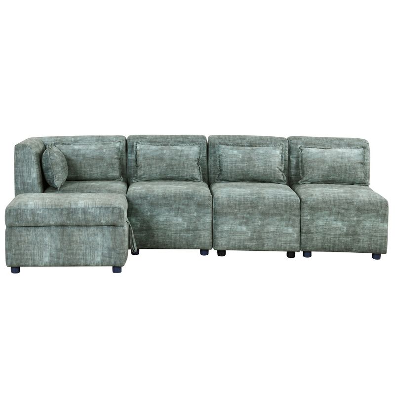 5 Seat Sectional Sofa, Free-Combined Modular Sofa Couches with Storage Ottoman-ModernLuxe, 4 of 10