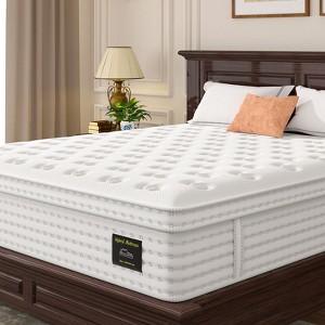 Sapphtopaz Queen Mattress Memory Foam & Pocket Spring Hybrid Mattress with Pressure Relief Ergonomic Mattresses for Bed Frame, Home, White - 1 of 4