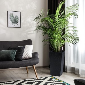 Self-watering planter set of 2, tapered planters with shelf inserts, large resin planters for outdoor plants and front porch decorations - 1 of 4