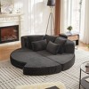 Okak 2-in-1 Convertible Floor Semi-Circular Sofa Bed with Pillows,Corduroy Fabric Futon Couch for Living Room,Apartments - 2 of 4
