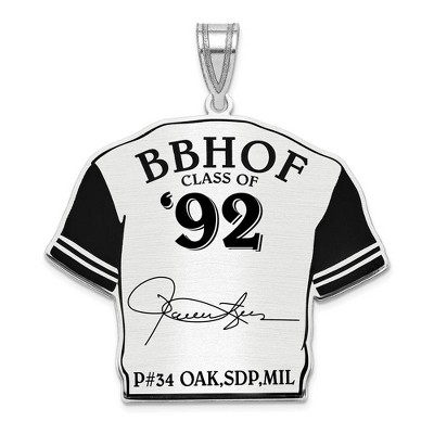 Black Bow Jewelry Sterling Silver Rollie Fingers Signature Enamel Jersey Pendant