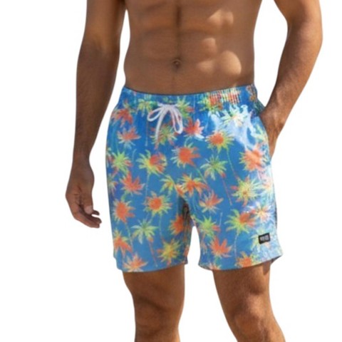 HEAT Swimwear Men's UPF 50+ 17" Blue Palms Swim Trunks X large