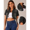 Allegra K Women's Turndown Collar Short Sleeves Crop Casual Jean Jacket - 2 of 4