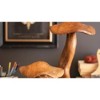Hand-Carved Teak Mushroom Sculpture – 13.5" Tall Natural Accent by Kalalou - 2 of 3