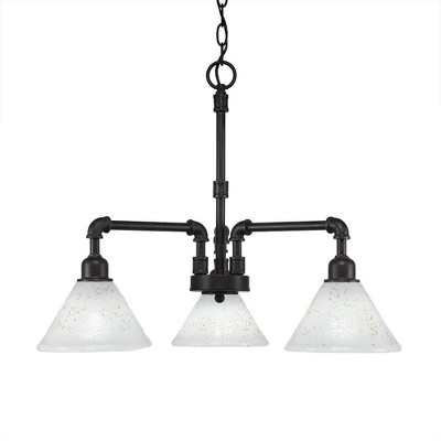 Toltec Lighting Vintage 3 - Light Chandelier in  Dark Granite with 7" Gold Ice Shade