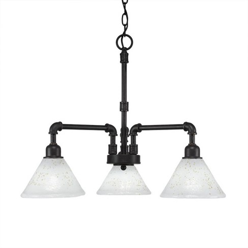 Toltec Lighting Vintage 3 - Light Chandelier in  Dark Granite with 7" Gold Ice Shade - image 1 of 1