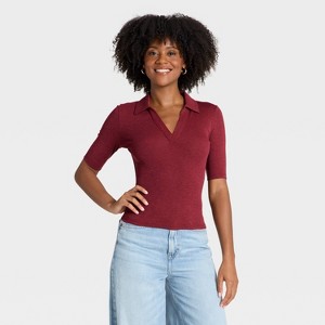 Women's Elbow Sleeve Polo Shirt - Universal Thread™ - 1 of 4