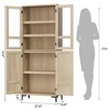 71 Inch Tall Storage Cabinet with Glass Doors, Kitchen Pantry 5 Tier Bathroom Cabinet with 4 Doors Adjustable Shelves - 3 of 4