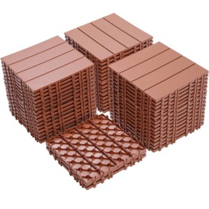 Syemin Carpet Tiles Patio Flooring Outdoor Waterproof All Weather Use for Garden Poolside Back Yard Plastic Interlocking Deck Tiles, Brown, 12"*12"*1" - 1 of 4