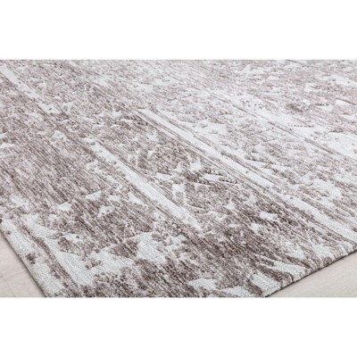 Ivory and Brown Geometric Distressed Vintage Area Rug
