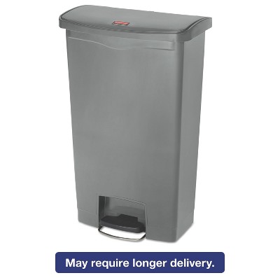Rubbermaid Commercial Slim Jim Resin Step-On Container Front Step Style 18 gal Gray 1883604 Step Trash Can
