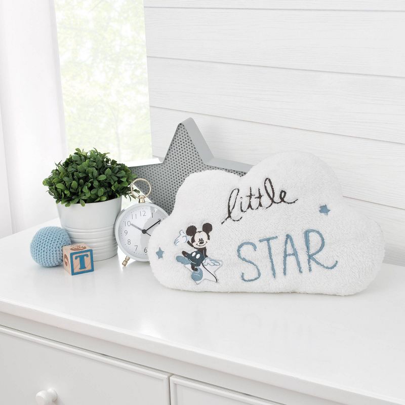 Disney Mickey Mouse Faux Shearling Embroidered Decorative Throw Pillow - Little Star Cloud Shaped, 4 of 5
