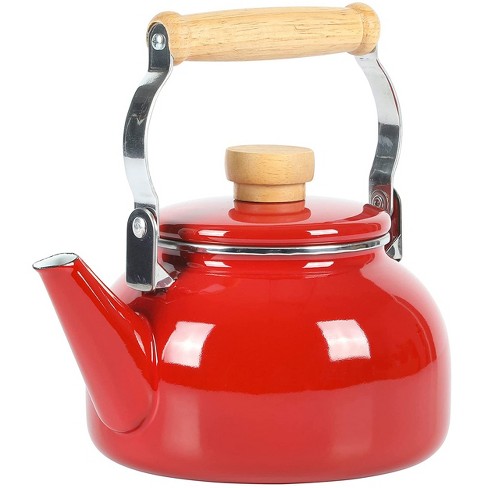 Presley Tea Kettle Pinky Up Wooden Handle Whistle Stove Top Kettle