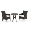 GDFStudio Ariel Outdoor Aluminum and Wicker 3 Piece Bistro Set with Cushion - 2 of 4