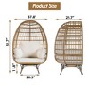 360° Swivel Oversized Egg Chair, PE Rattan Patio Lounge Chair with Plush Cushion, Steel Frame & Metal Base, Waterproof Wicker Basket Design - 4 of 4