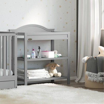 Pebble Gray Pine Wood Changing Table with Safety Strap