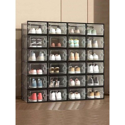 1/6/9 Pack Large Shoe Storage Box Organizer For Closet, Versatile Clear Plastic Stackable Sneaker Shoe Rack Containers Bins Holders