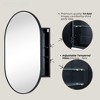 TEHOME Surface Mount Black Pill Bathroom Medicine Cabinet with Mirror Metal Framed Oval Bathroom Storage Cabinet 20x30'' - 3 of 4
