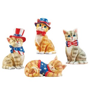 Collections Etc Hand-Painted Patriotic Cat Sitters - Set of 4 3 X 2.75 X 5 - 1 of 2
