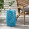 ORRD RUBY Side Table, Lace Cut Metal End Table, Barrel Shape Accent Table for Outdoor Indoor, No Assembly Needed，White - 2 of 4