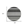 8' Black Round Striped Washable Indoor Outdoor Area Rug - 3 of 4