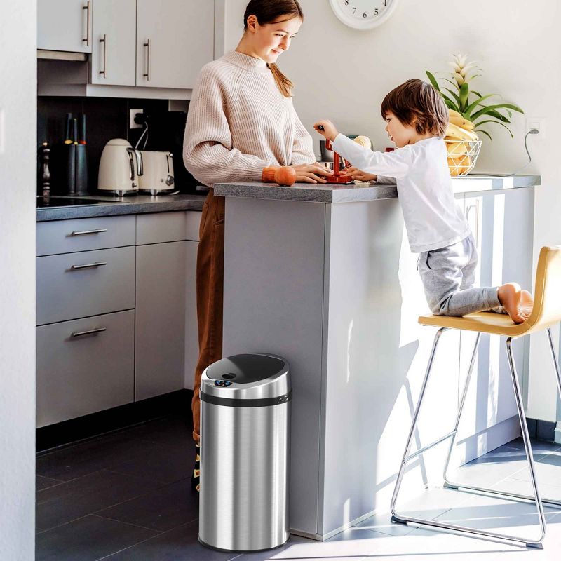 iTouchless Sensor Kitchen Trash Can with AbsorbX Odor Filter 8 Gallon Silver Stainless Steel, 5 of 7