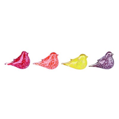 Transpac Glass Small Bird Figurine Set of 4 Spring Home Decorations