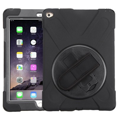 MYBAT For Apple iPad Air 2 Black Wristband Hard Rubberized Case Cover w/stand