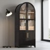71" Tall Arched Kitchen Pantry Cabinet with Door Racks, Adjustable Shelves, Hidden Drawer, Glass Doors, Storage Cupboard for Dining Room or Kitchen - 2 of 4