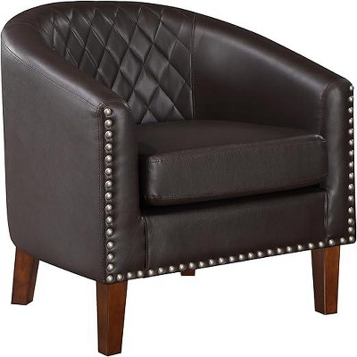 Brown Comfy Barrel Accent Chair