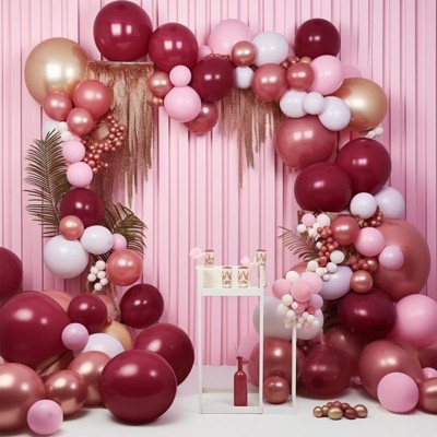 PartyWoo Balloons Red Pink Chrome Gold 18 12 10 5 Inch 140 pcs