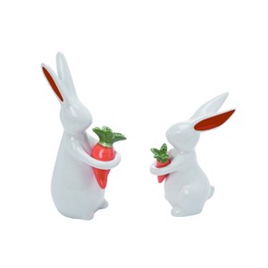 Transpac Ceramic 6.75 in. Easter Bunny Set of 2 - 1 of 4